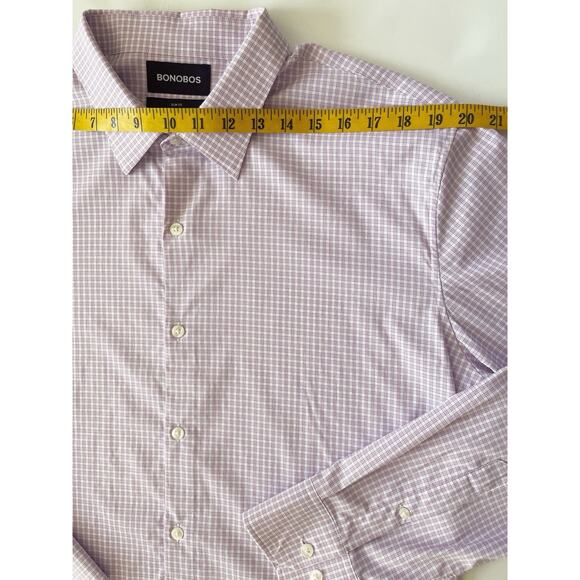 Bonobos Slim Fit Stretch Shirt Men XL Purple Check Lightweight Business Casual - Picture 3 of 9